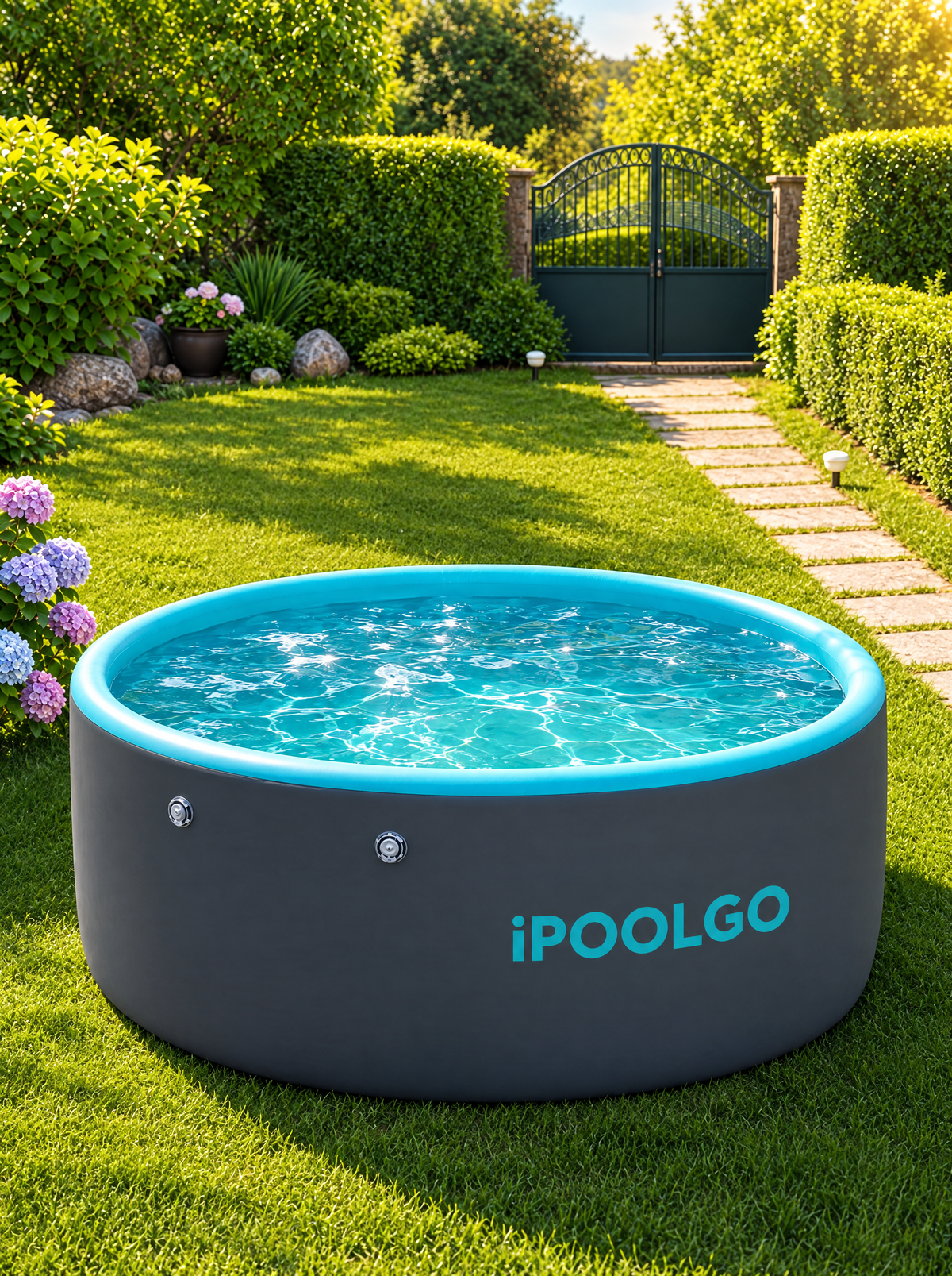 iPOOLGO Aufstellpool rund im Garten
